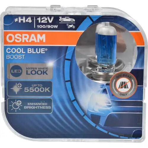 62193CBB-HCB_к-кт ламп COOL BLUE BOOST! 2шт. (H4) 12V 100/90W P43t цвет. темп. 5000К