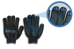 Перчатки х/б с покрытием ПВХ размер 9 (7,5 класс вязки, 4 нити, черные, серые, синие)