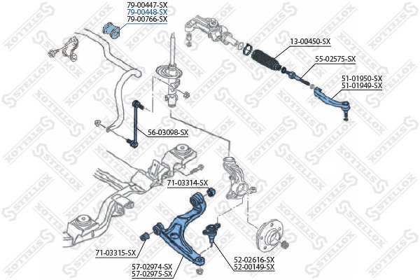 Комплект втулок стабилизатора переднего 2 шт. d 22 VW T5 03-07