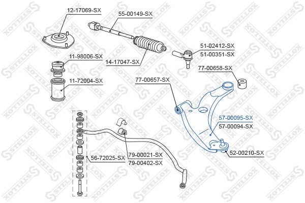 Рычаг нижний левый Mitsubishi Lancer CS5A/CS5W/CS2A 00>