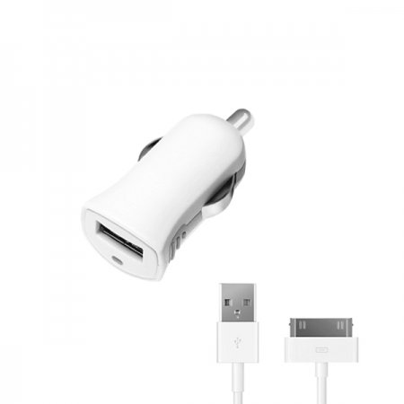 АЗУ USB 1А, дата-кабель с разъемом 30-pin для Apple (MFI), белый, Ultra, Deppa, 11252