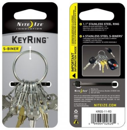 Брелок для ключей NiteIze Key Ring с метал. карабинами, стальной