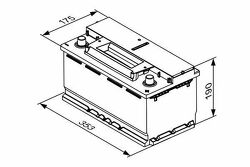 Аккумулятор 12v (r+) 95ah 850a 353x175x190 24,98kg