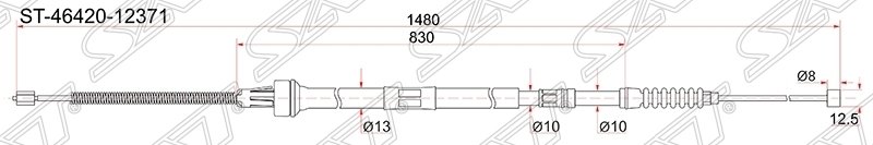 Трос ручника TY Corolla/Sprinter Carib AE95 4WD 88-95, - RH