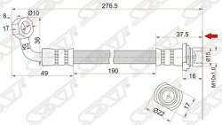 Шланг тормозной задний (Таиланд) TOYOTA 4RUNNER/FJ CRUISER/HILUX SURF/LAND CRUISER PRADO LH