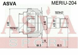 Шрус Внутренний Задний 27x45x27, ASVA, MERIU204