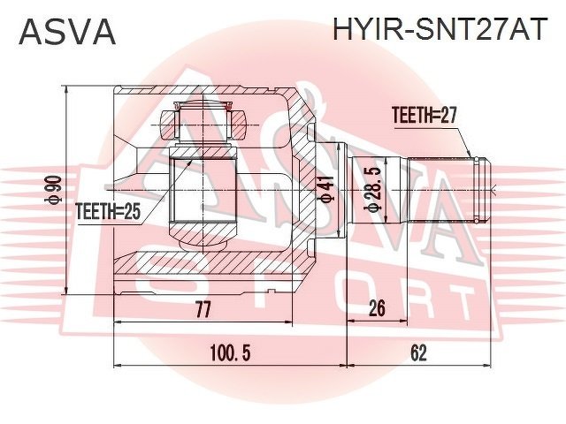 Шрус Внутренний Правый 25x42x26, ASVA, HYIRSNT27AT