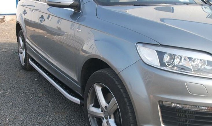 Пороги алюминиевые (Alyans) Audi (Ауди) Q7 (2009-2015) (нагр. до 40 кг.), AUQ7470025