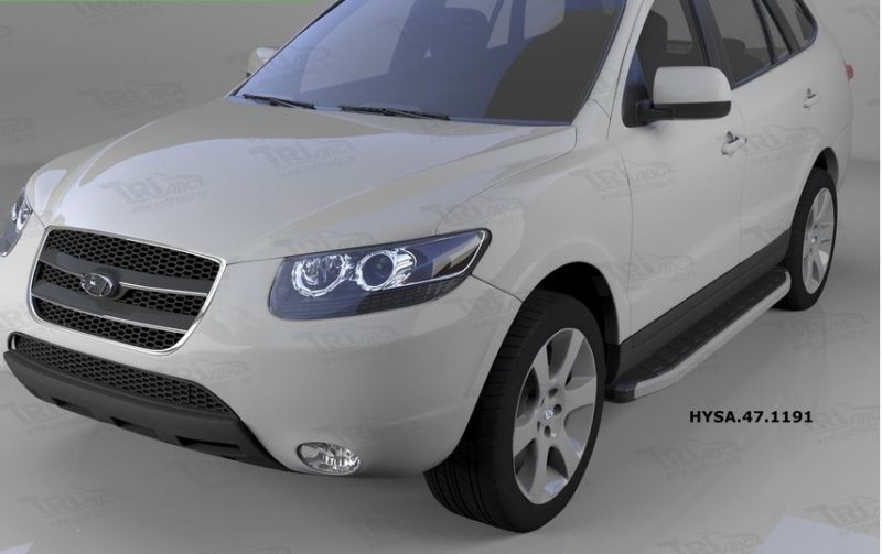 Пороги алюминиевые (Alyans) Hyundai Santa Fe (Хёндай Санта Фе) (2006-2010-2012) кроме Тагаз, HYSA471