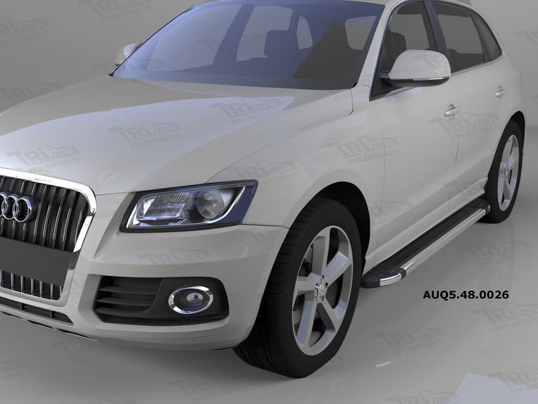 Пороги алюминиевые (Brillant) Audi (Ауди) Q5 (2009-) (черн/нерж), AUQ5480026