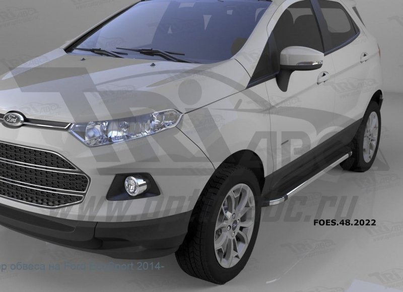 Пороги алюминиевые (Brillant) Ford EcoSport (2014-)(черн./нерж.), FOES482022