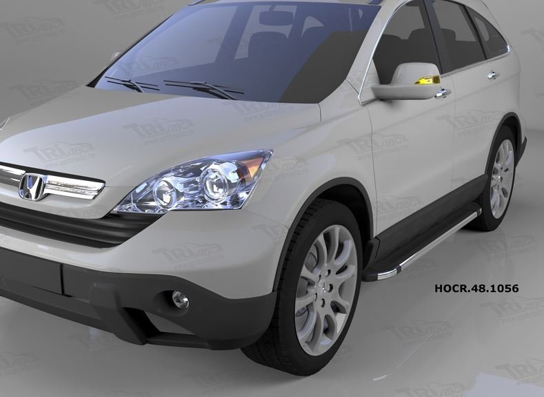 Пороги алюминиевые (Brillant) Honda (Хонда) CR-V (2007-2012) (черн/нерж), HOCR481056
