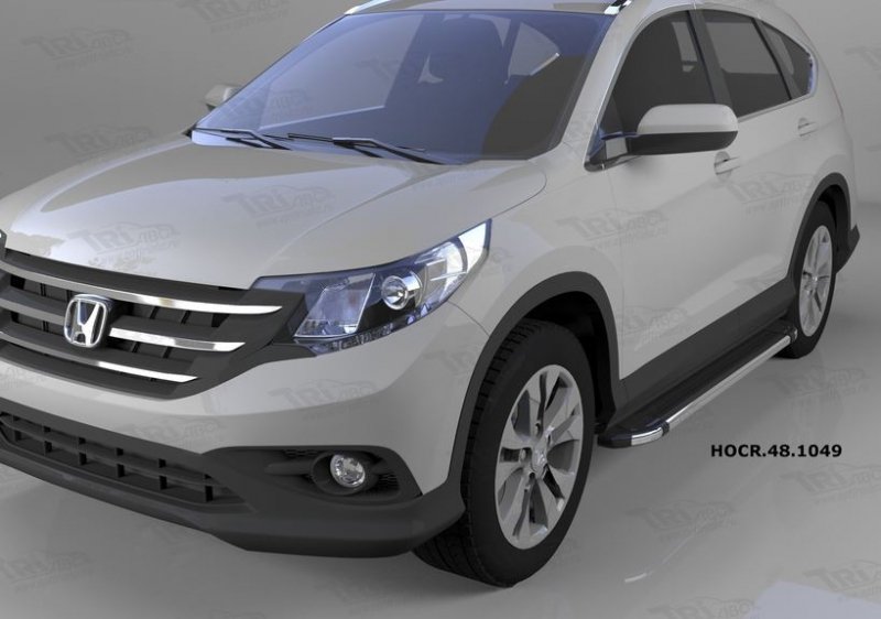 Пороги алюминиевые (Brillant) Honda (Хонда) CR-V (2012--2014 / 2015-) (черн/нерж), HOCR481049