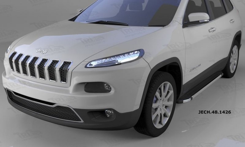 Пороги алюминиевые (Brillant) Jeep Cherokee (2014-) (черн/нерж), JECH481426
