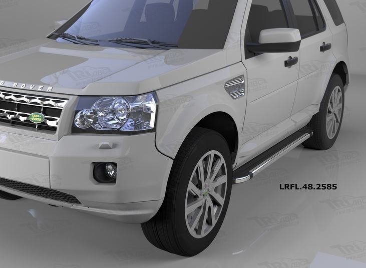 Пороги алюминиевые (Brillant) Land Rover Freelander 2 (2008-) (черн./нерж.), LRFL482585
