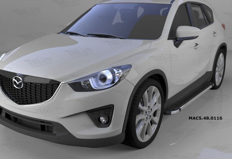 Пороги алюминиевые (Brillant) Mazda (Мазда) CX5 (2012-2015 /2015-) (черн/нерж), MAC5480116