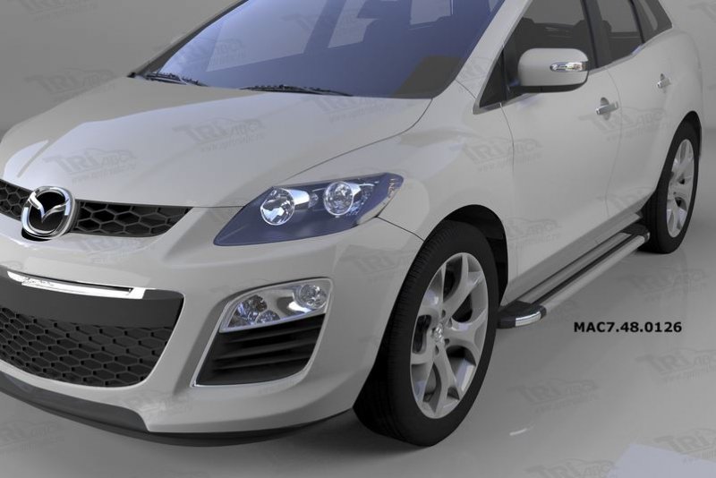 Пороги алюминиевые (Brillant) Mazda (Мазда) CX7 (2011-) (серебр), MAC7480126