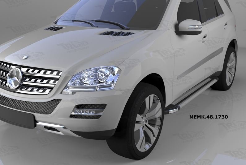 Пороги алюминиевые (Brillant) Mercedes ML W164 (2006-2011) (серебр), MEMK481730