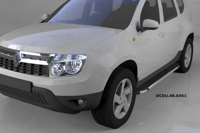 Пороги алюминиевые (Brillant) Renault Duster (Рено Дастер) (2012-) / Nissan Terrano (2014-) (черн/не