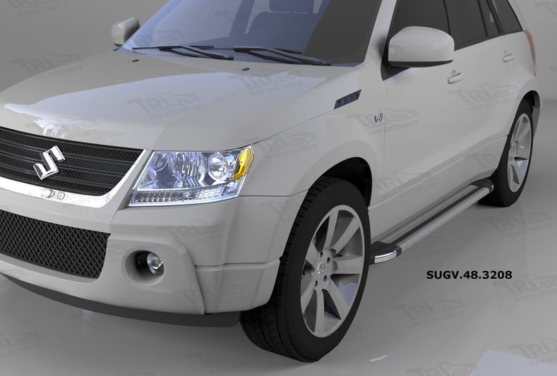 Пороги алюминиевые (Brillant) Suzuki Grand Vitara (2006-2010-) (серебр), SUGV483208