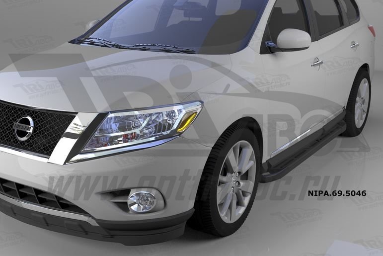 Пороги алюминиевые (Corund Black) Nissan Pathfinder (2014-), NIPA695046