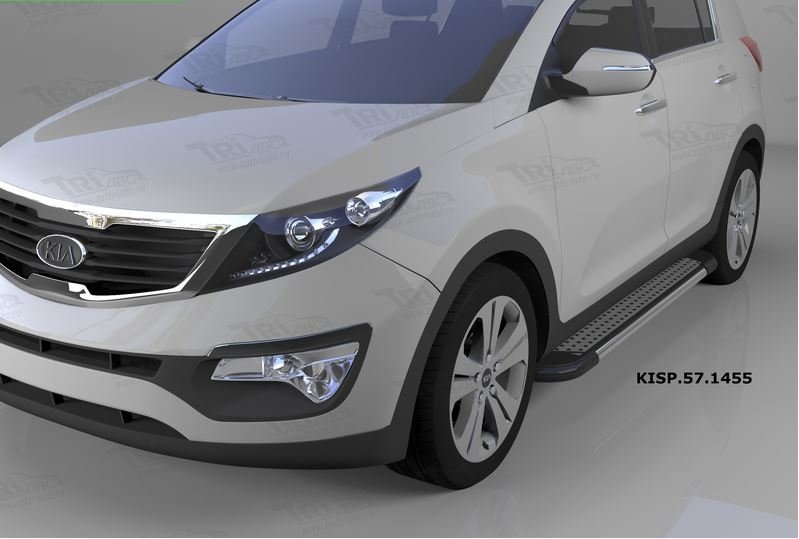 Пороги алюминиевые (Topaz) Hyundai IX-35 (2009-2015)/ Kia Sportage (Киа Спортаж) III (2010-2016), KI
