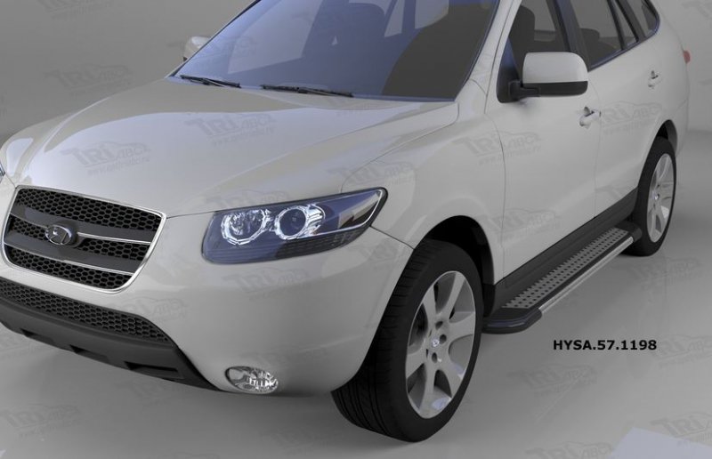Пороги алюминиевые (Topaz) Hyundai Santa Fe (Хёндай Санта Фе) (2006-2010-2012) кроме Тагаз, HYSA5711