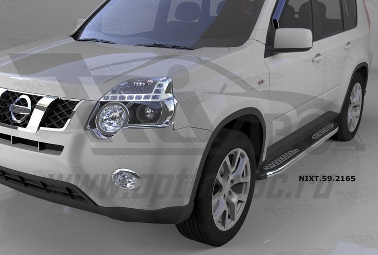 Пороги алюминиевые (Zirkon) Nissan X-Trail (Ниссан Икстрейл) (2007-2010-2014), NIXT592165