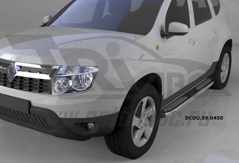 Пороги алюминиевые (Zirkon) Renault Duster (Рено Дастер) (2012-) / Nissan Terrano (2014-), DCDU59045