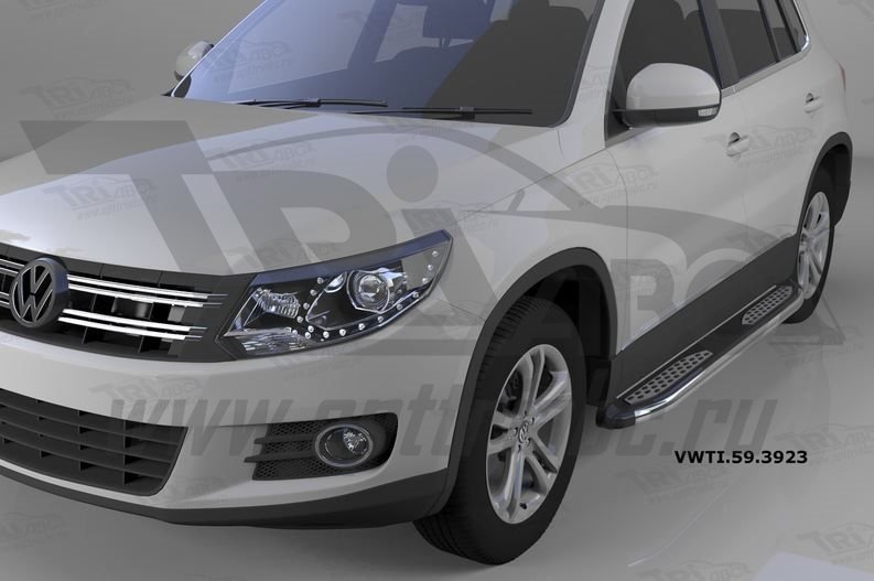 Пороги алюминиевые (Zirkon) Volkswagen Tiguan (Тигуан) (2008-), VWTI593923