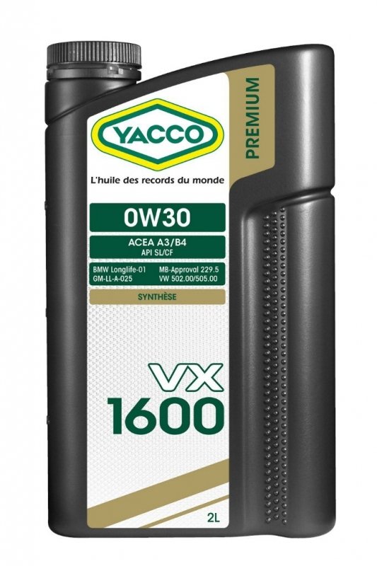 Масло моторное YACCO VX 1600 синт. 0W30 ,SL/CF (2 л)