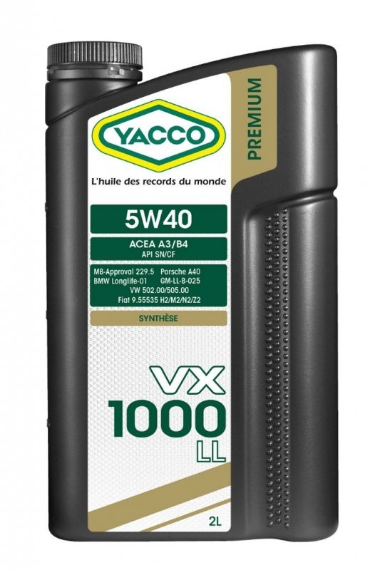 Масло моторное YACCO VX 1000 LL синт. 5W40,SL/CF (2 л)
