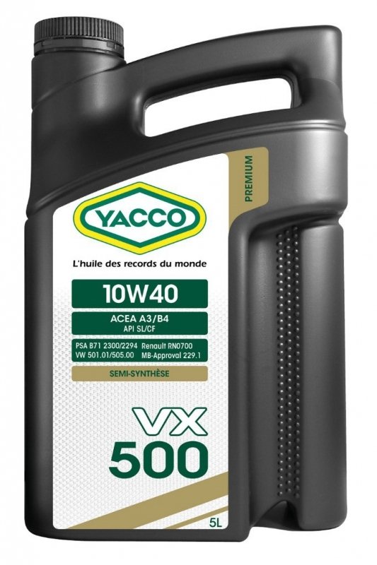 Масло моторное YACCO VX 500 п/синт. 10W40,SL/CF (5 л)