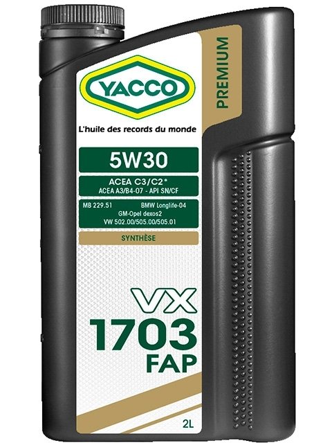 Масло моторное YACCO VX 1703 FAP синт. 5W30 ,SL/CF (2 л)