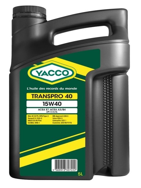 Масло грузовое YACCO TRANSPRO 40 минер. 15W40,CI-4/SL (5 л)