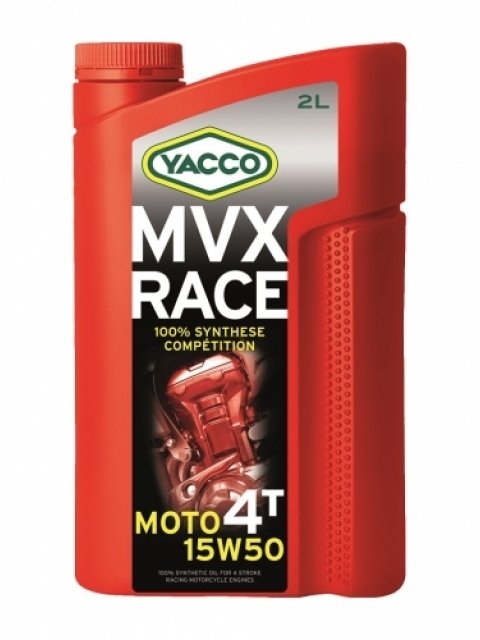 Масло для 4-тактных двигателей спортивных мотоциклов YACCO MVX RACE 4T синт. 15W50, (2 л)
