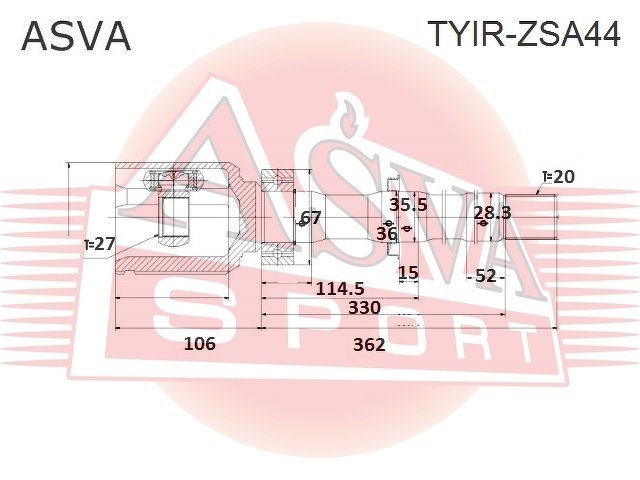 Шрус Внутренний Правый 27x35.5x20, ASVA, TYIRZSA44