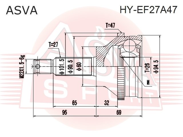 Шрус Наружный 26x60x27, ASVA, HYEF27A47