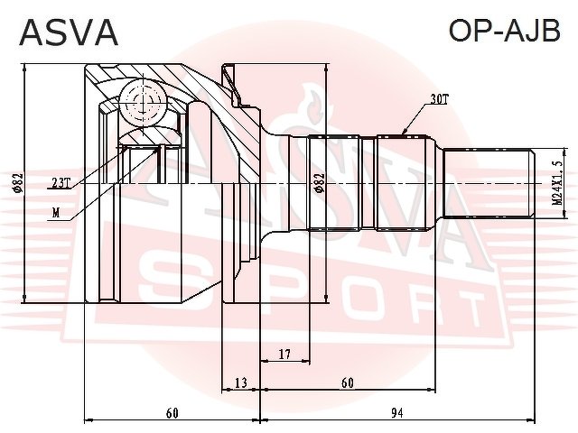 Шрус Наружный 23x52x30, ASVA, OPAJB