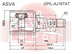 Шрус Внутренний Левый 26x35x34, ASVA, OPILAJ16TAT