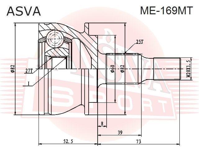 Шрус Наружный 27x60.2x25, ASVA, ME169MT