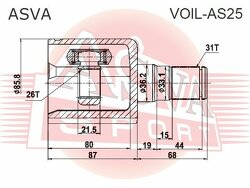 Шрус Внутренний Левый 26x36.2x31, ASVA, VOILAS25