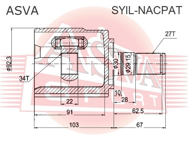 Шрус Внутренний Левый 34x30x27, ASVA, SYILNACPAT