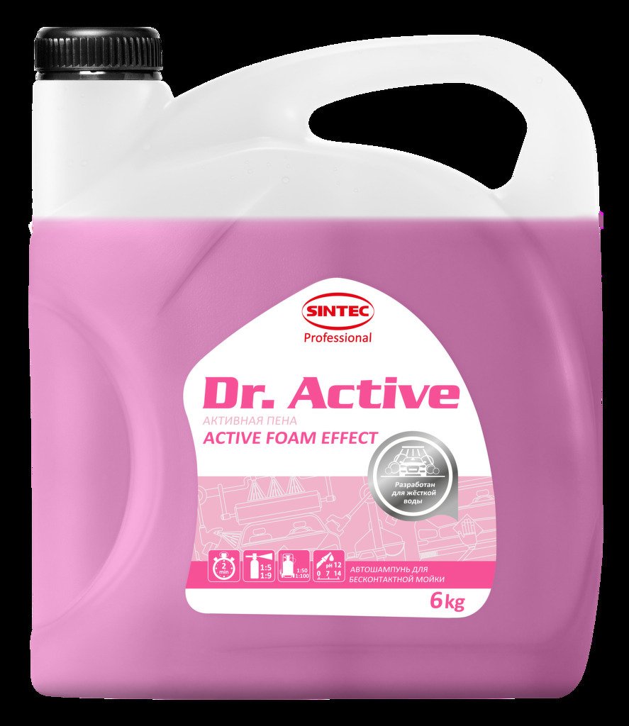 Автошампунь для бесконт. мойки 6,0кг концентрат 'active foam effect' dr.active (4)