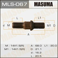 Шпилька колесная M14x1.5(R), M14x1.5(R)