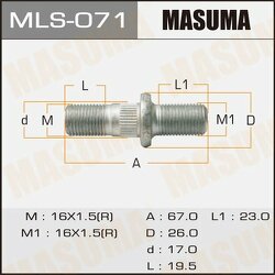 Шпилька колесная M16x1.5(R), M16x1.5(R)