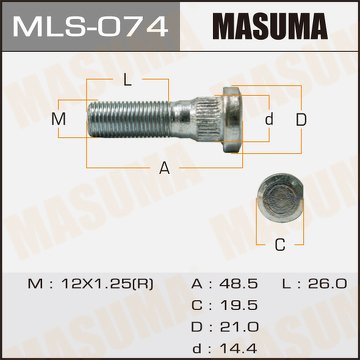 Шпилька колесная M12x1.25(R)