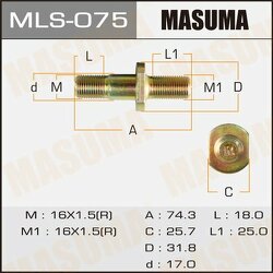 Шпилька колесная M16x1.5(R), M16x1.5(R)