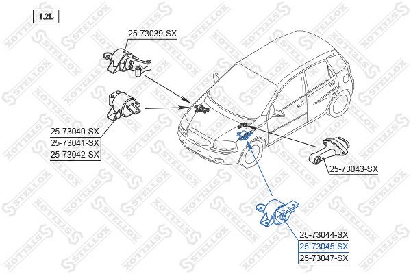 Подушка ДВС левая МКПП Daewoo Kalos 1.4 SOHC MPI 02>