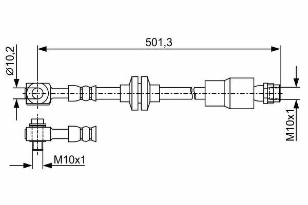 853695_шланг тормозной! передн. лев. L=512\ Opel Mokka 12>, Chevrolet Trax 13>